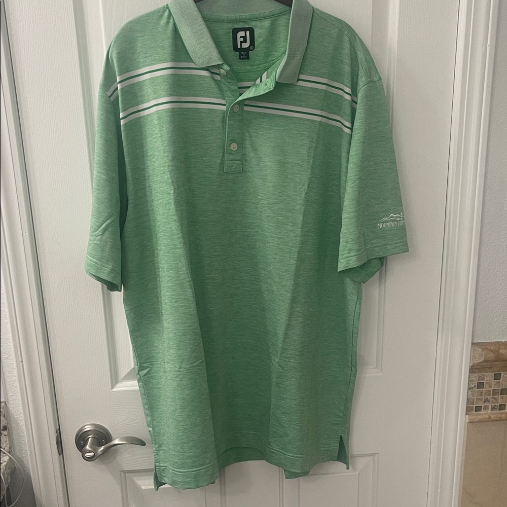 FootJoy Men's Polo Shirt in Green with Stripes